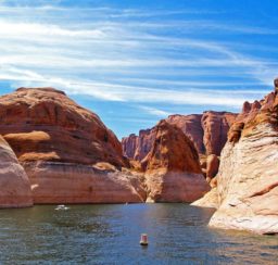 reservoir, canyon, rock formations